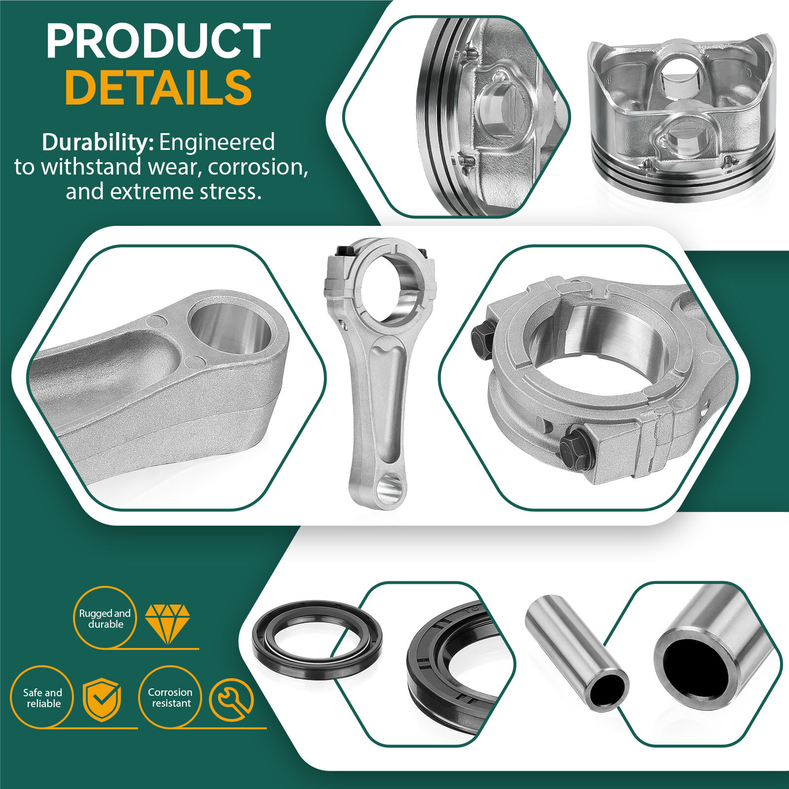 Engine Rebuild kit Piston Gaskets Connecting Rod for Kawasaki Mule 600 610 KAF40