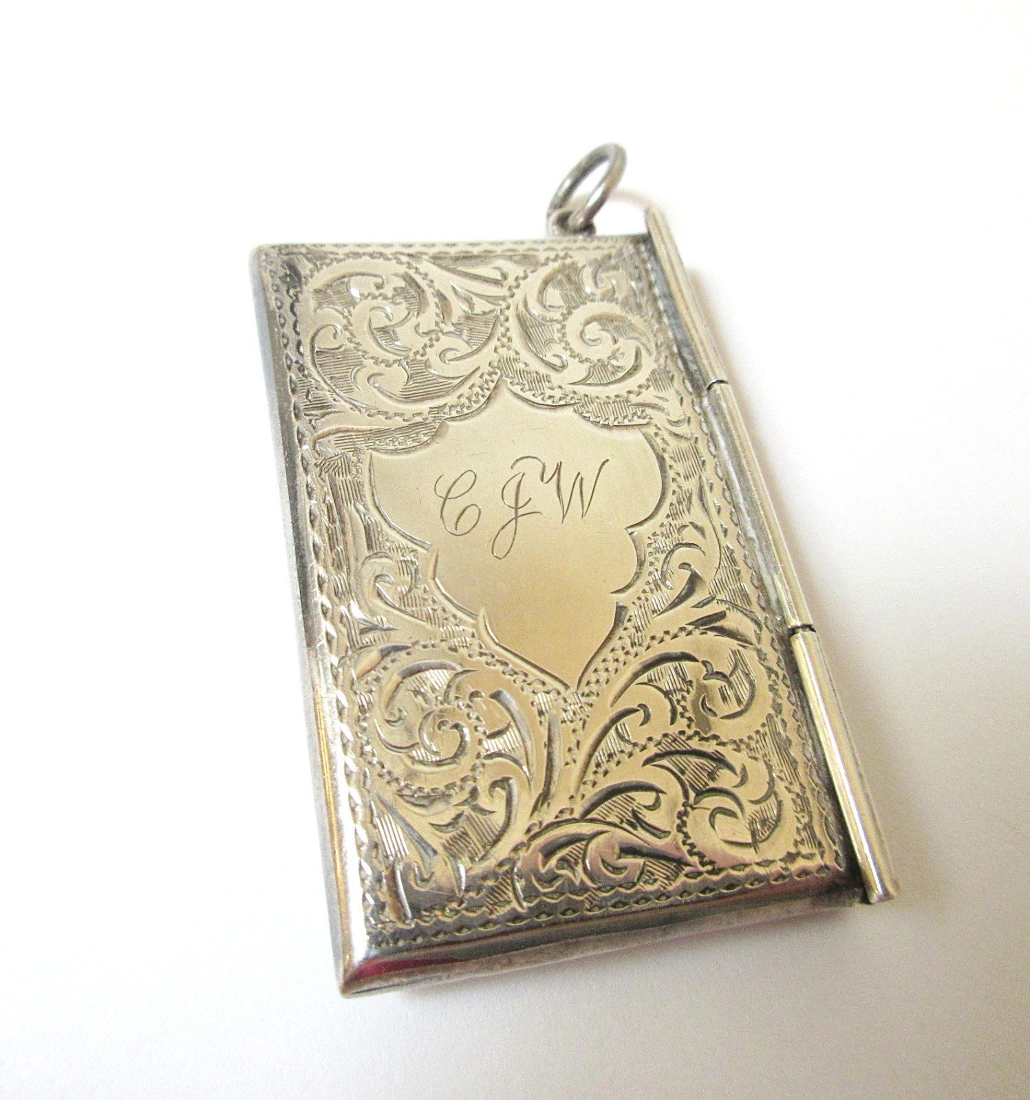 Antique Chatelaine Double Stamp Case Engraved Scrolls Adie & Lovekin 1904