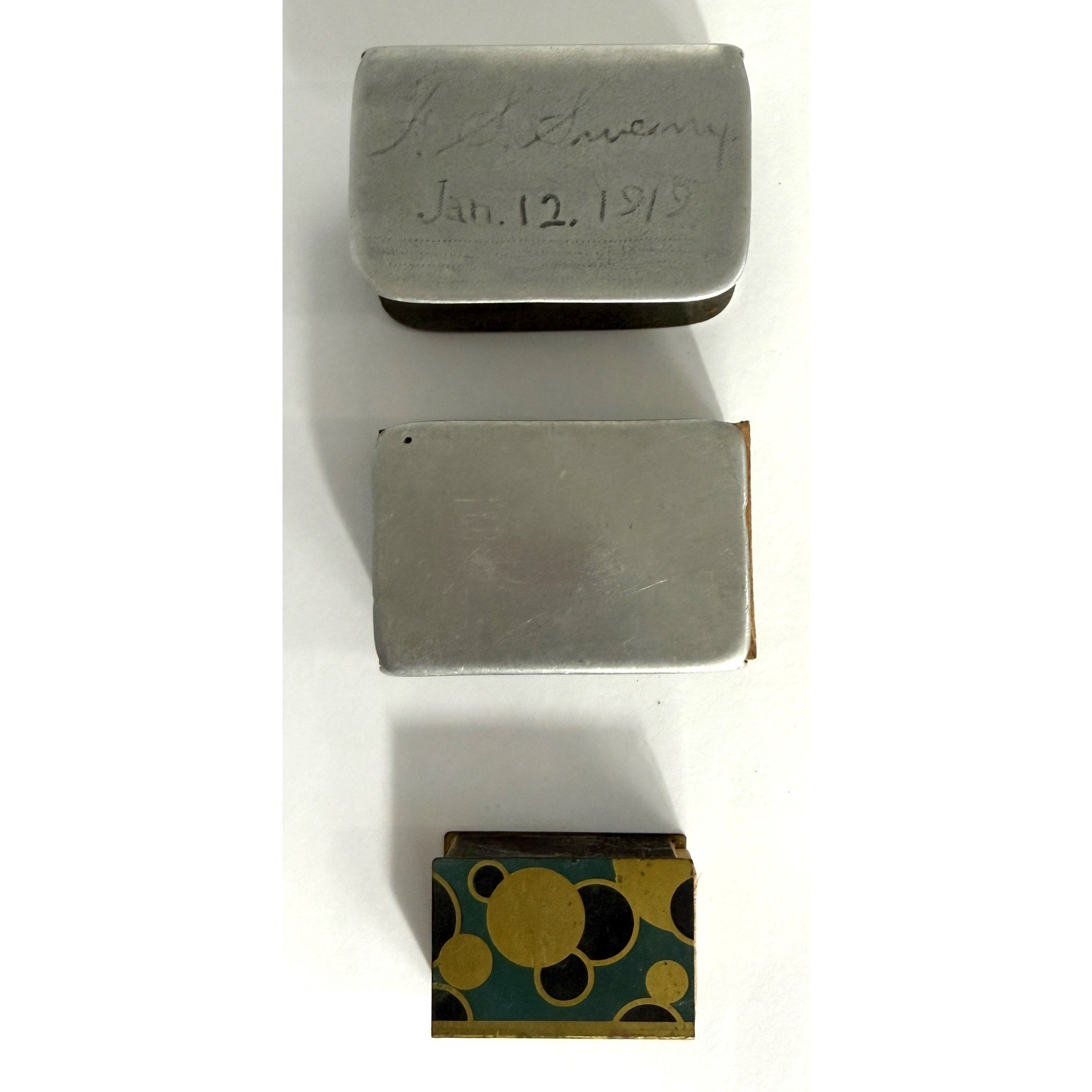 Vintage WWI Trench Art Matchbox Cover Chateauroux France Jan 12 1919 2 Others