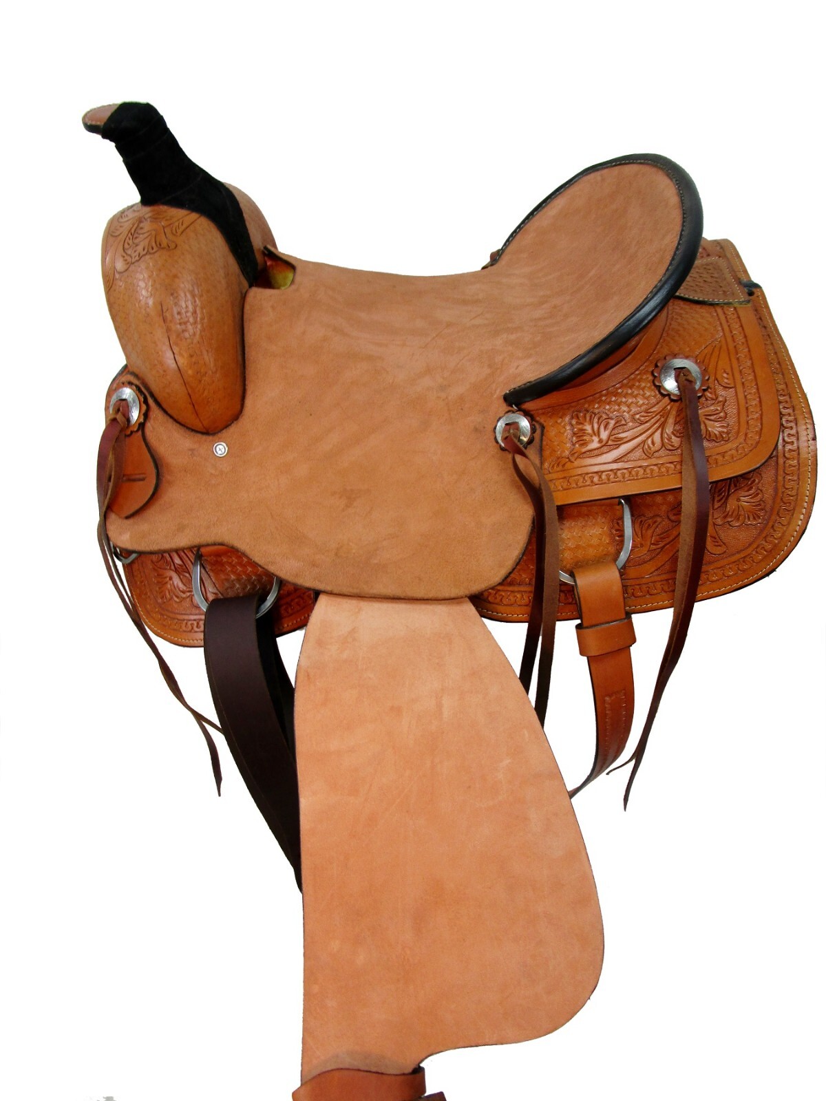 RANCH WESTERN SADDLE PLEASURE TRAIL TOOLED LEATHER HORSE USED TACK 18 17 16 15