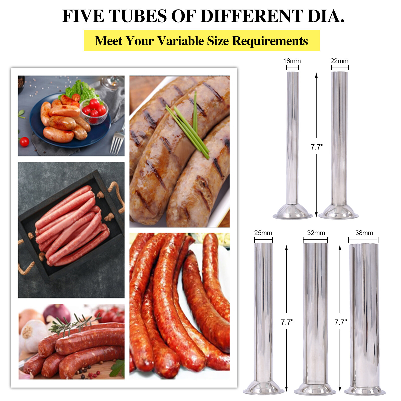 30L Sausage Stuffer Machine 10 Speed Vertical Sausage Maker 5 Filling Tubes
