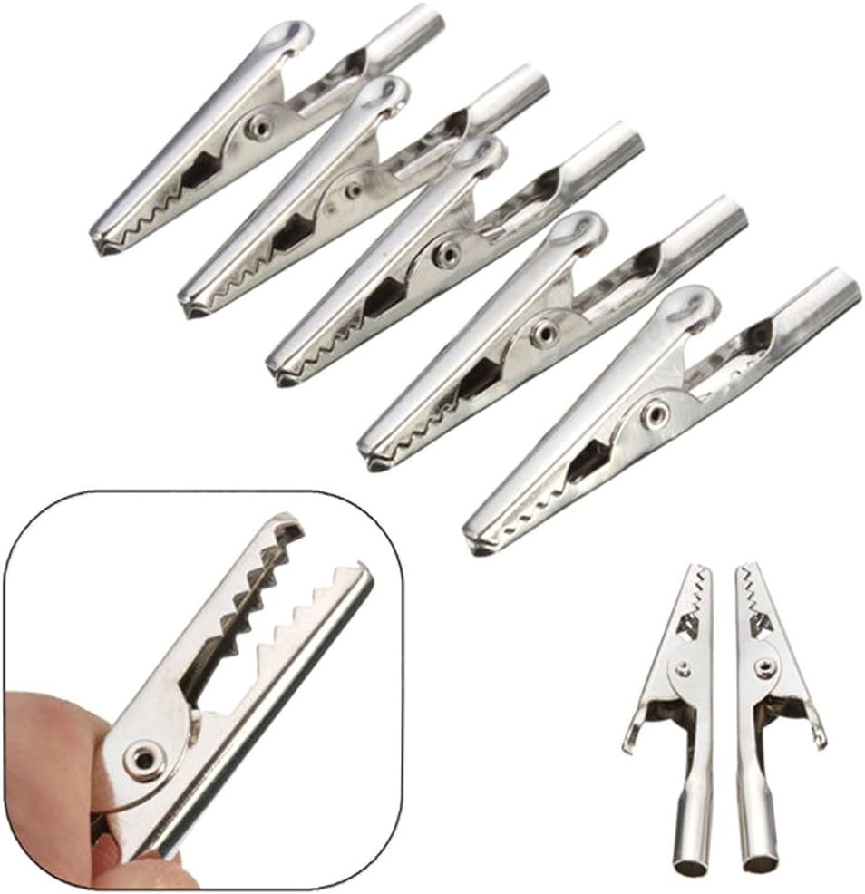 10-Pack 51mm Stainless Steel Alligator Clips for Electronic Testing