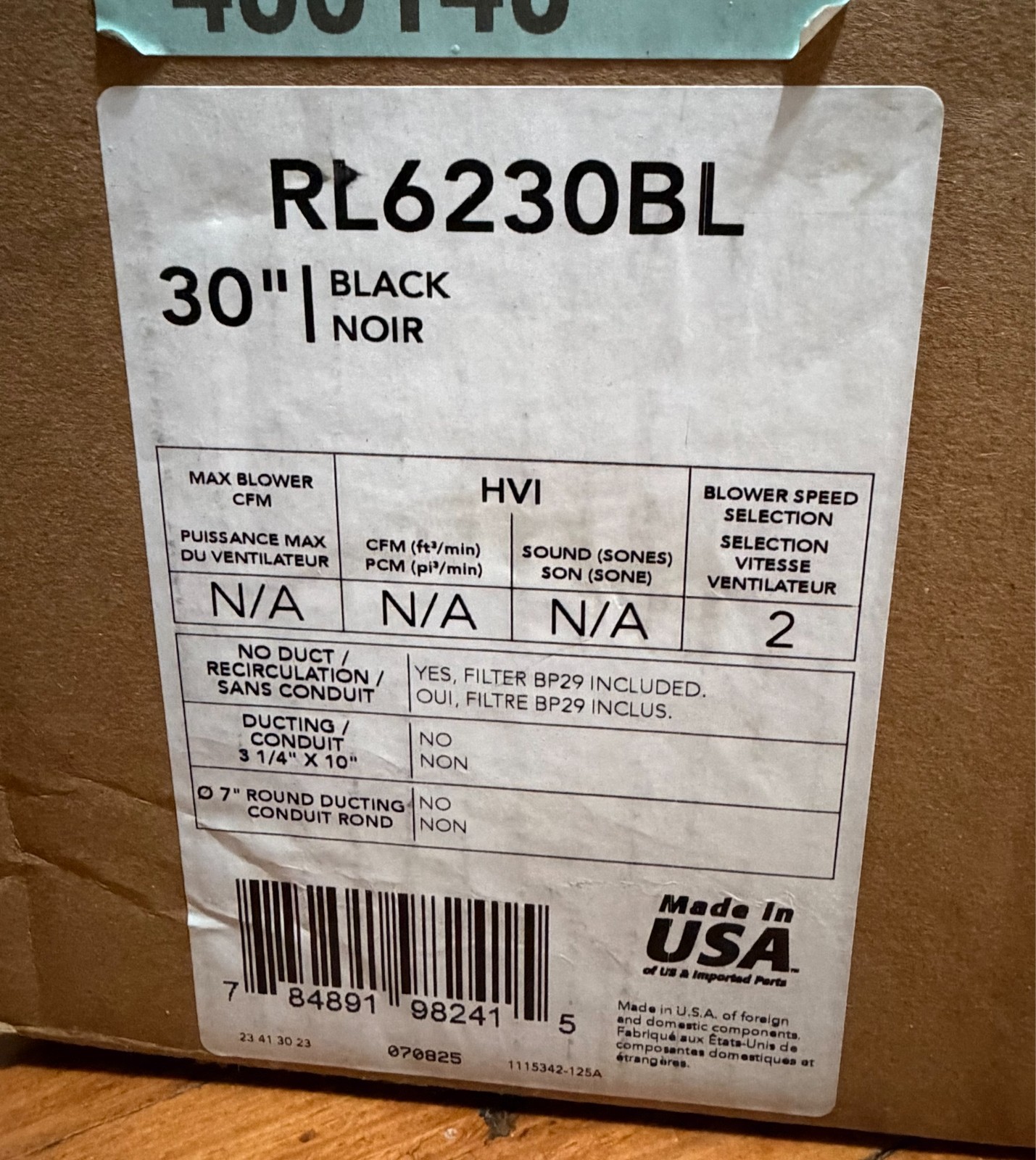 Broan-NuTone RL6200 Series 30" Ductless Under Cabinet Range Hood w/Light - Black