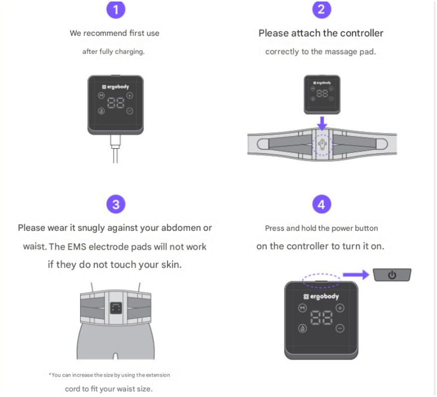 Ergobody Shape EMS Abdominal Massage Belt Enhance Core Stability Waist Trimmer