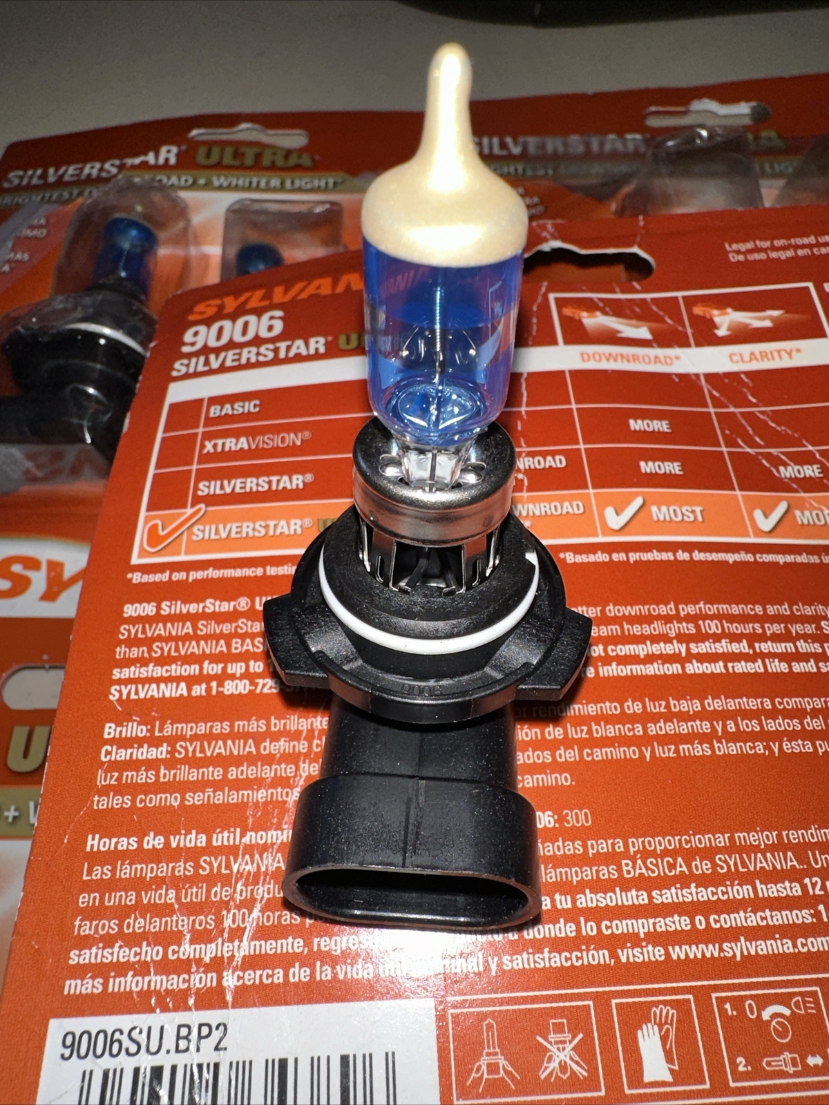 SYLVANIA 9006SU.BP2 9006 SilverStar Ultra Halogen Headlight Bulbs 2 Pack