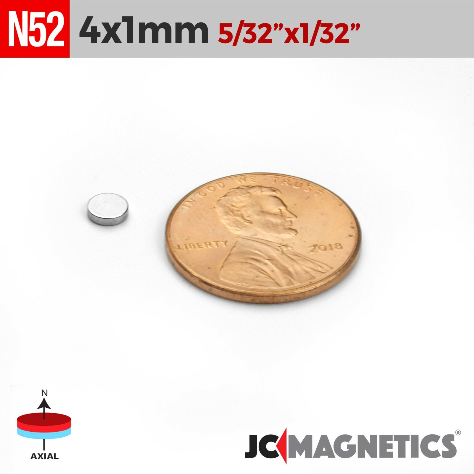 4mm x 1mm 5/32"x1/32" N52 Rare Earth Neodymium Small Thin Magnet Disc 4x1mm