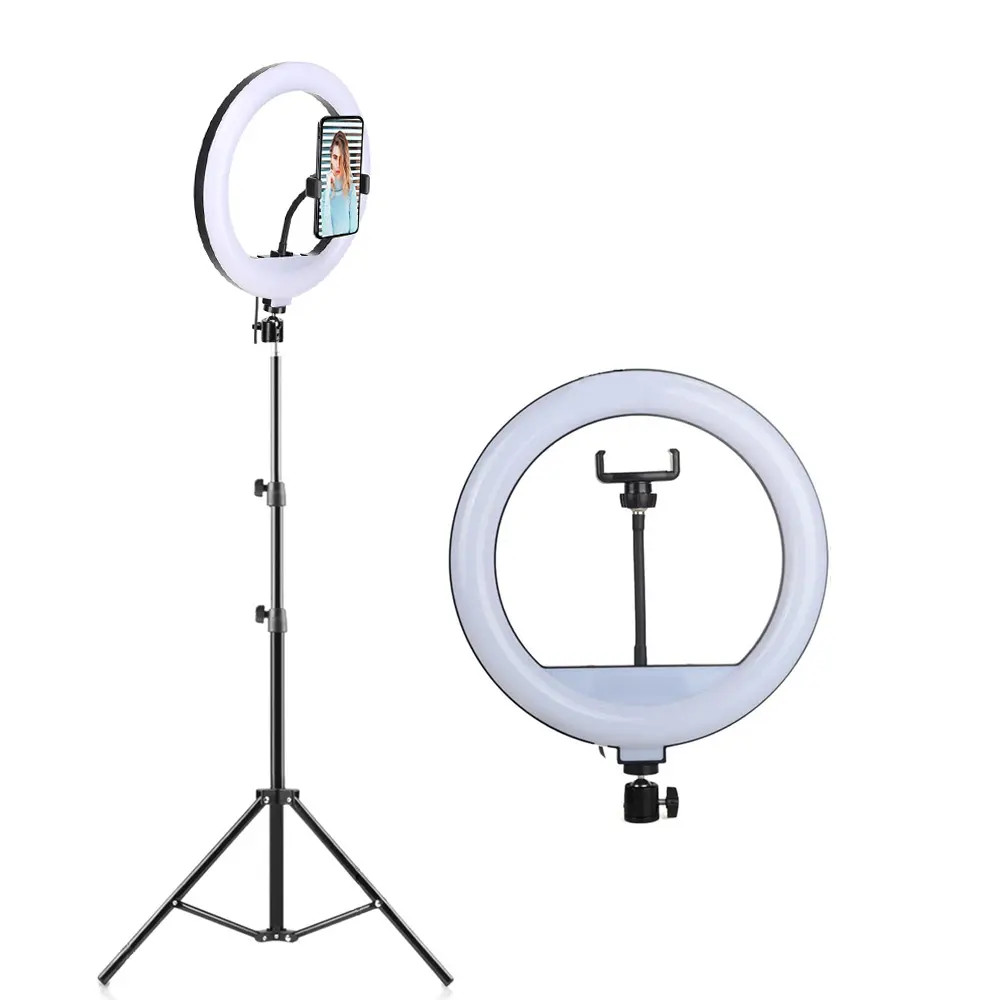 12 in LED Ring Light with Tripod Stand Phone Holder Dimmable Ringlight For Live