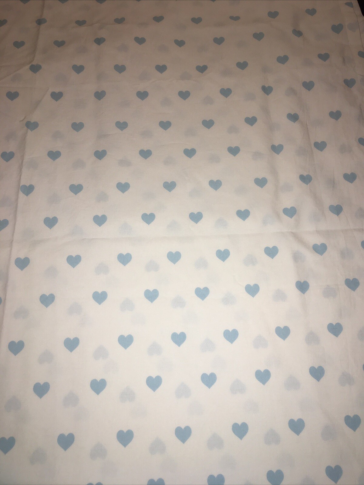 Pottery Barn Kids Organic Heart Twin Flat Sheet Blue & White Whimsical Cotton