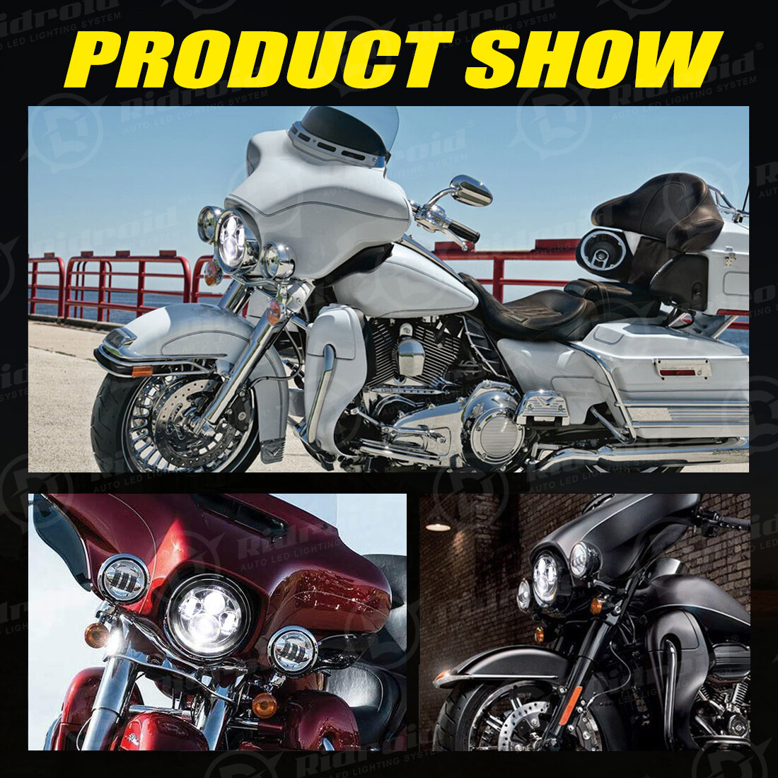 Black 7" LED Headlight & 4.5" Fog Passing Lamps For Harley Davidson Street Glide