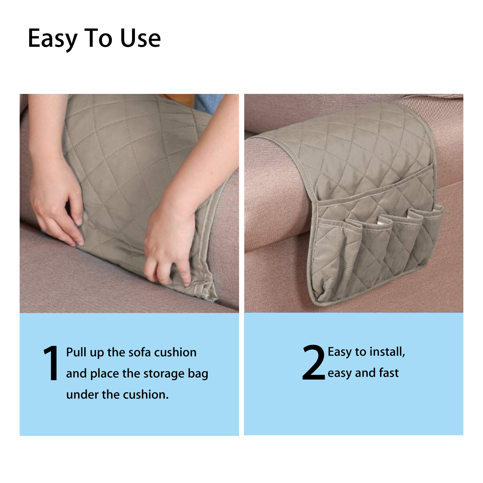 TV Remote Control Organizer Holder for Sofa Recliner Chair Arm Rest 5 Pocket Bag