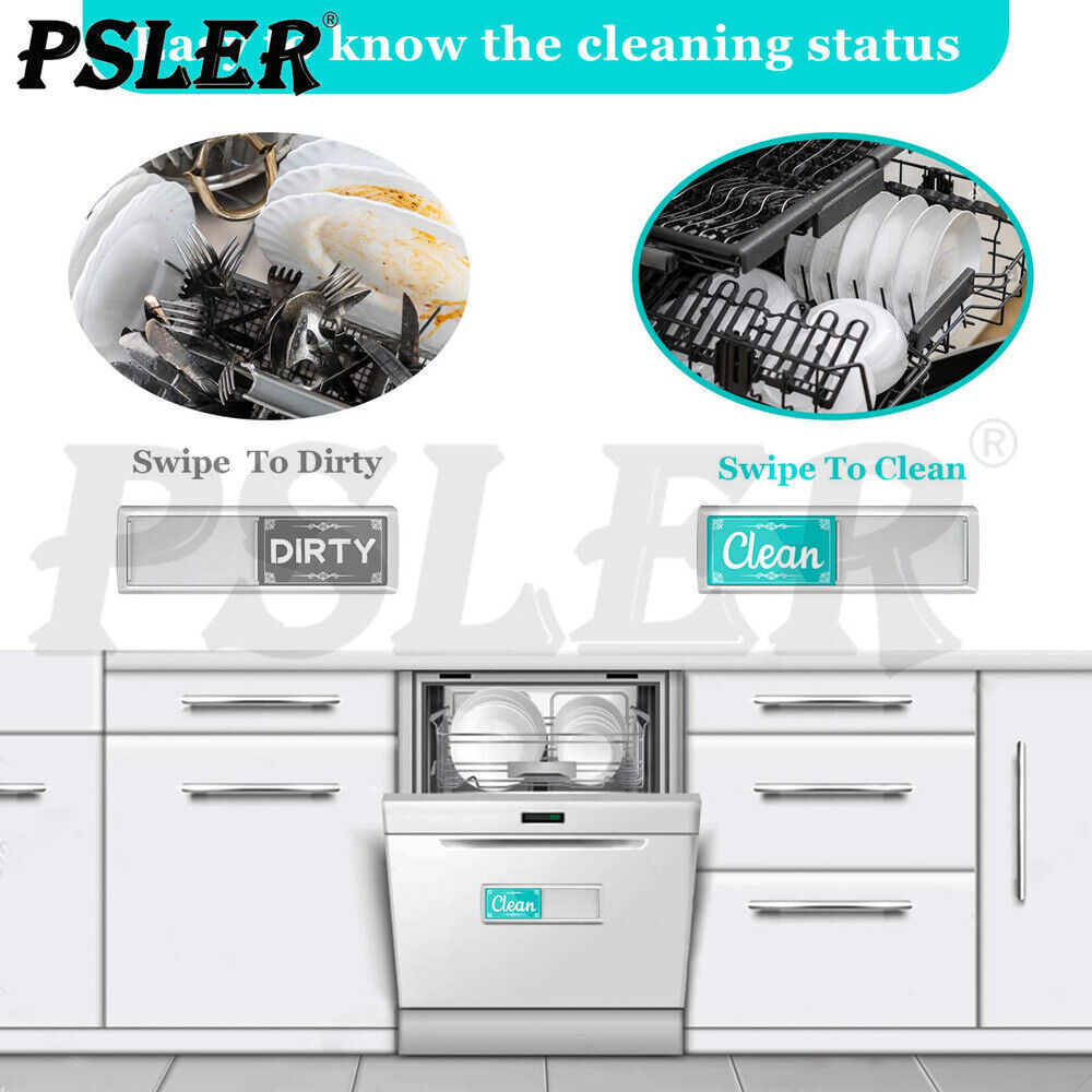 Clean Dirty Dishwasher Non Scratch Magnet Magnetic Backing Washing Running Sign