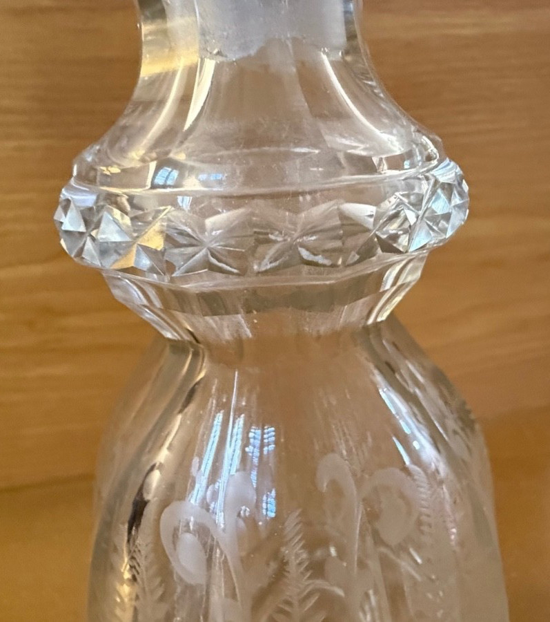 Antique German 925 Sterling Silver Cut Glass Decanter