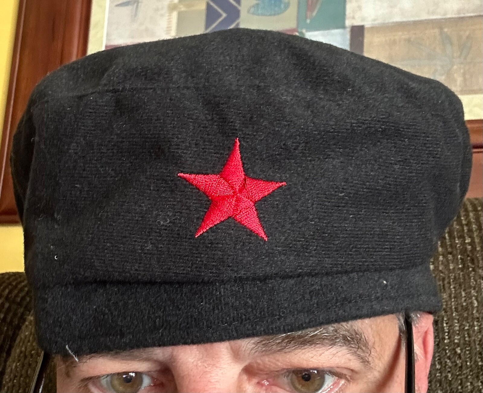 Red Star Beret Black Hat Halloween Costume Che Guevara Cap Russian Soviet Adult