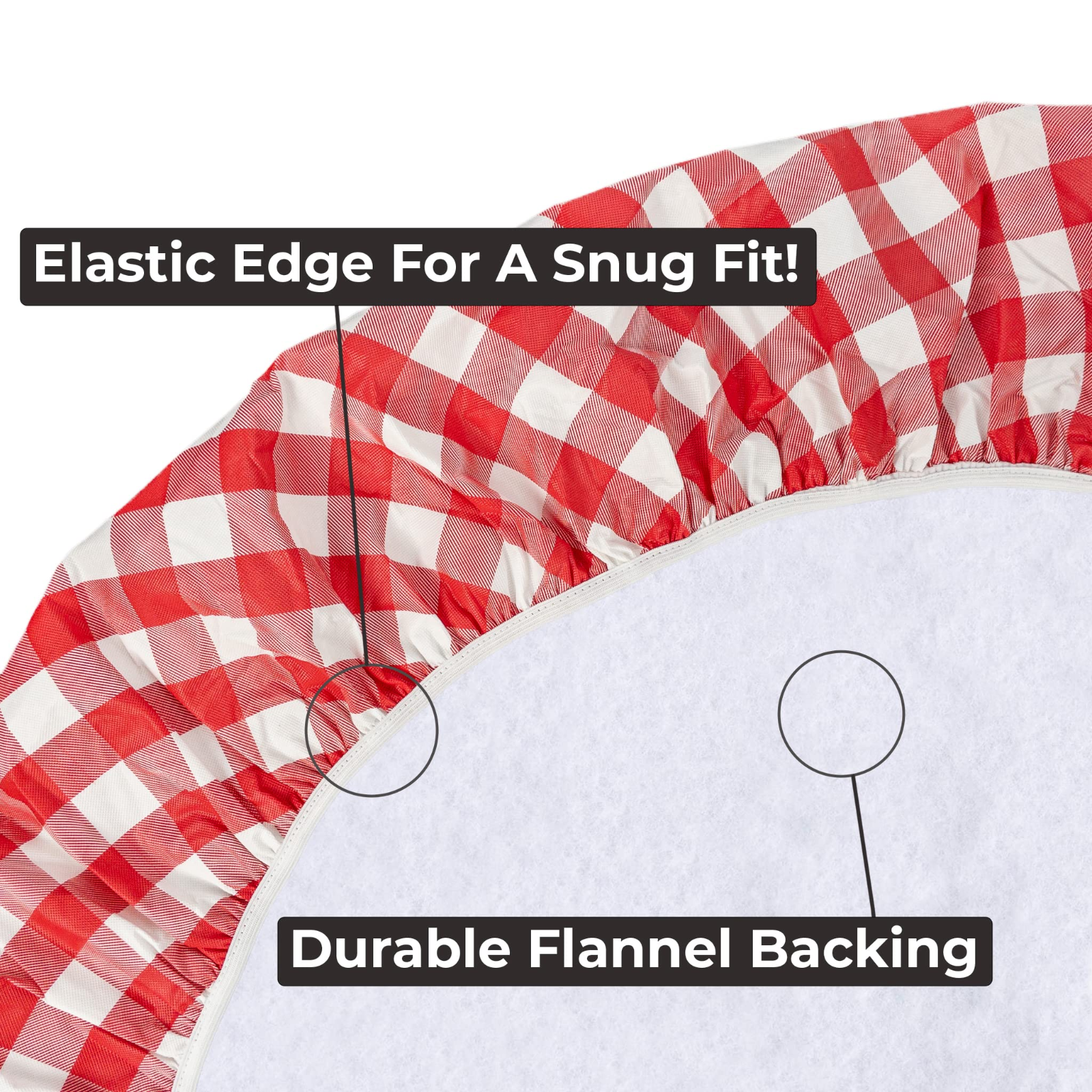 Round Vinyl Tablecloth Fitted Elastic Flannel Backed table cover Indoor/Outdoor