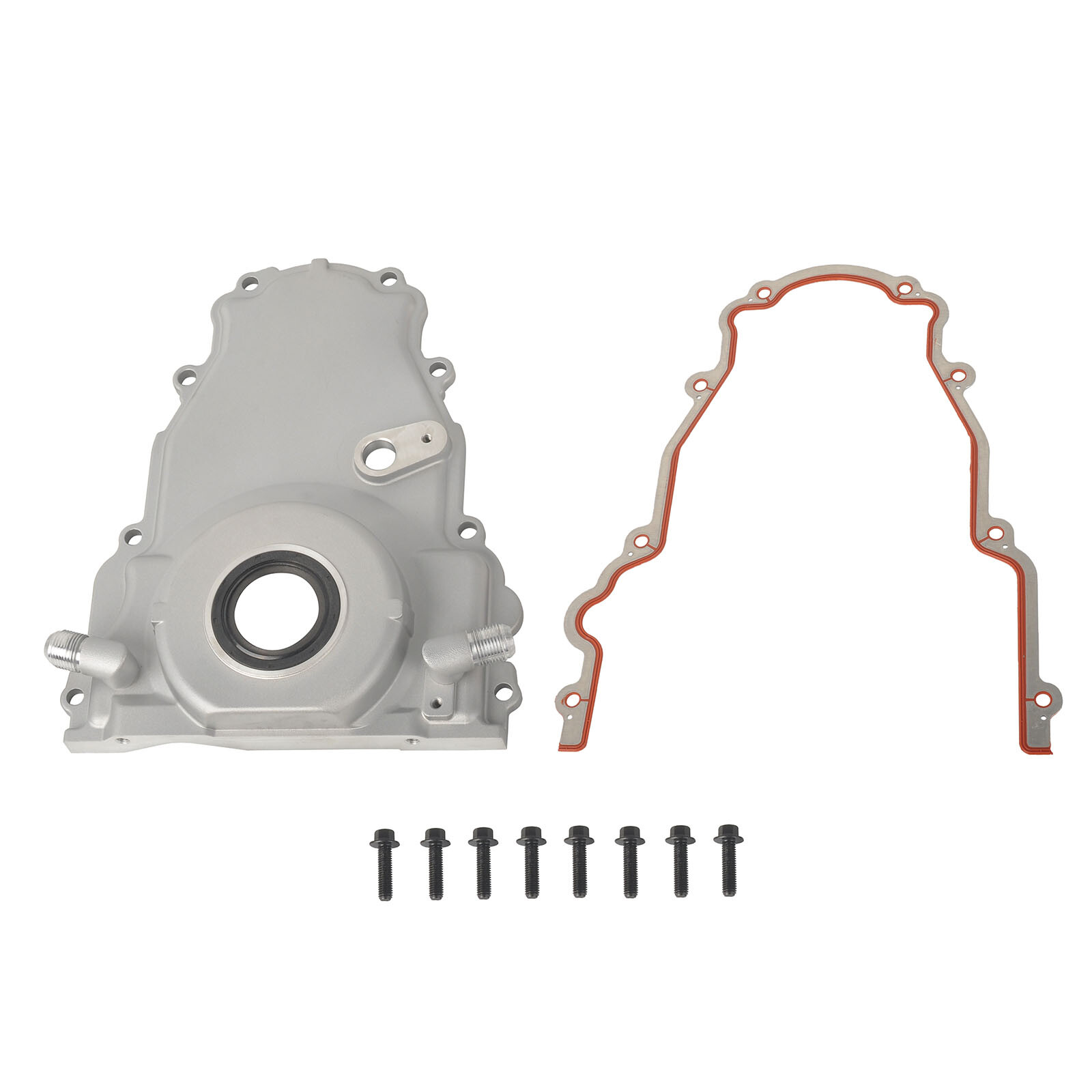 For LS Gen 4 Front Engine Timing Chain Cover w/10AN Twin Turbo Oil Drain Fitting