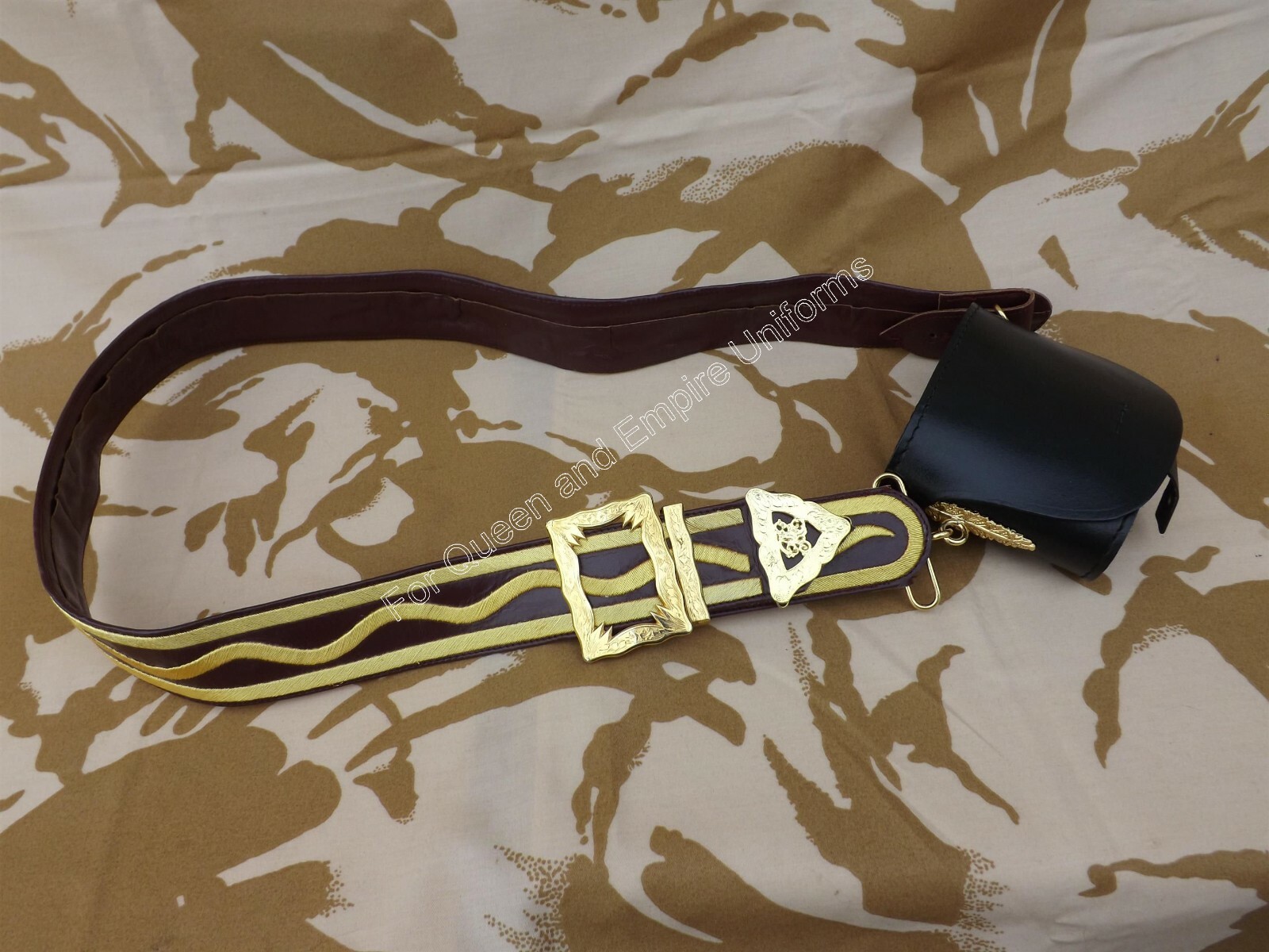 Repro Victorian Royal Engineer Officer Cross Belt/ Pouch belt. Large size.