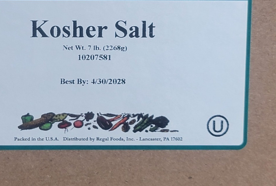 Regal Spice Extra Coarse Kosher Salt 7 lb per Jug - Sealed - Best by: 4/30/2028