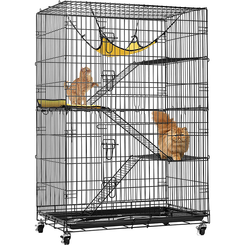 Catio 4-Tier Large Cat Cages Indoor Metal kitten Playpen Enclosure with Wheels