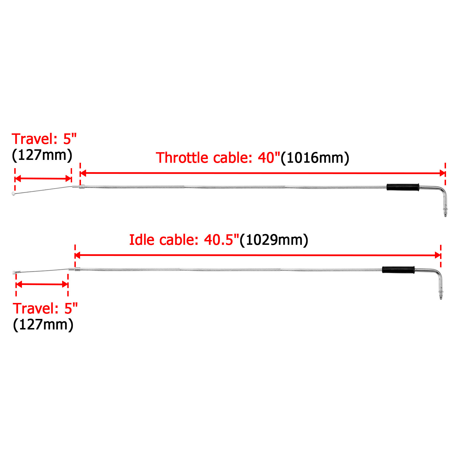40" Stainless Steel Extended Throttle & Idle Cable Set For Harley Sportster XL