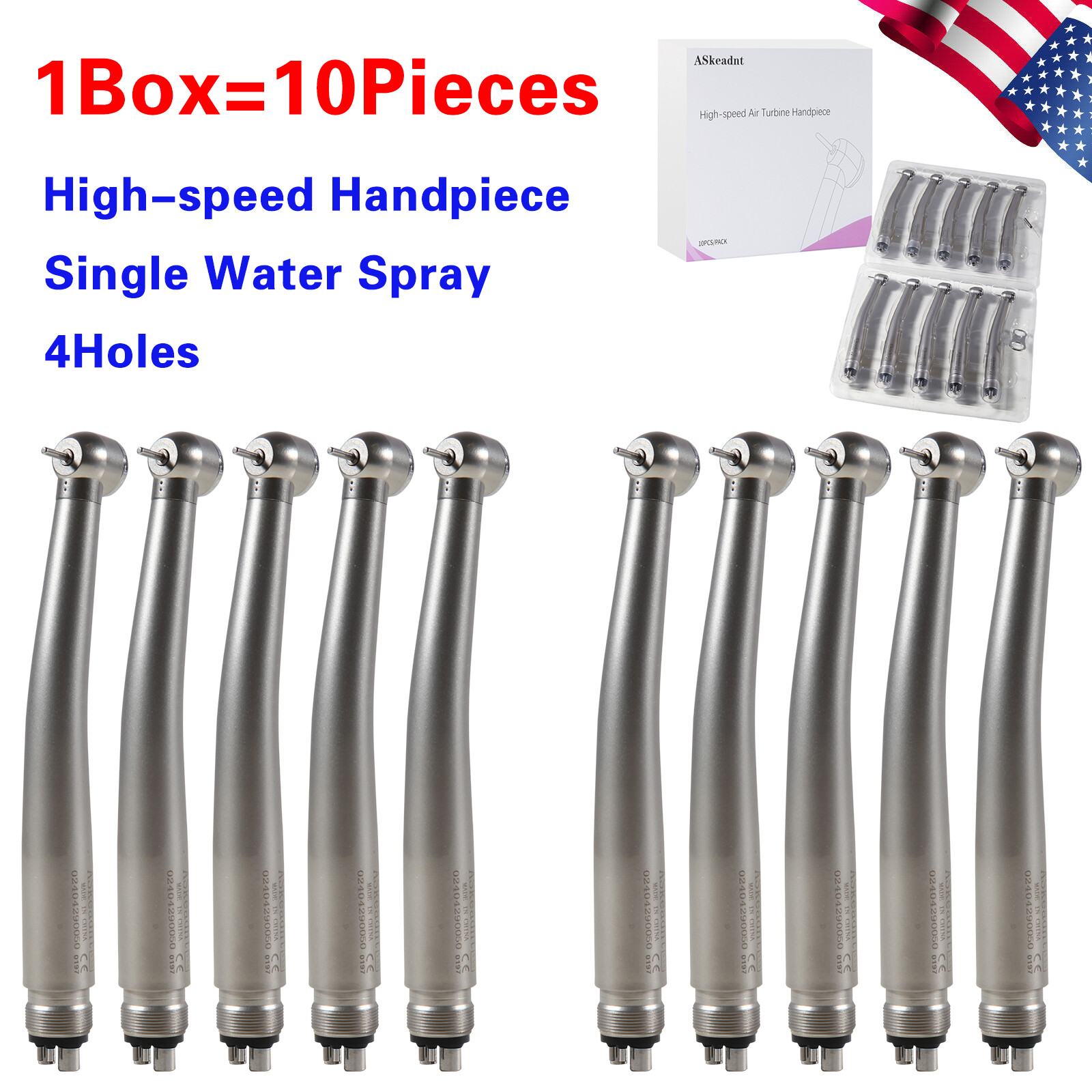 10 PCS Dental High Speed Handpiece Push Button Turbine 4 Hole NSK Pana Max Style
