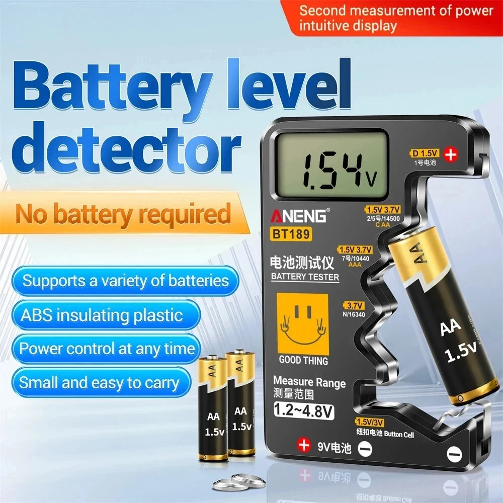Battery Tester Checker Universal For AA AAA C D 9V 1.5V Button Cell Batteries US