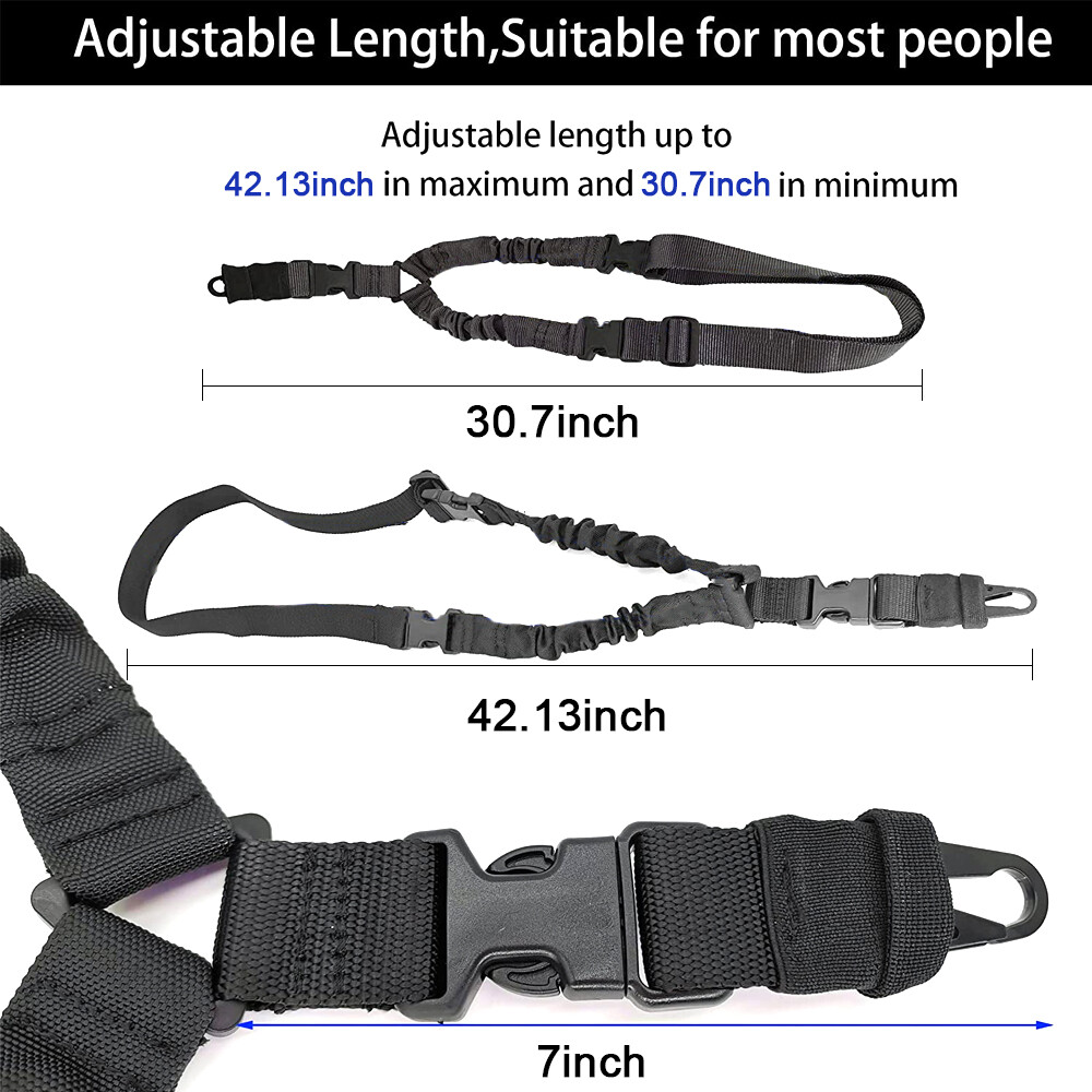 Single Point Gun Rifle Sling Bungee Strap w/ M-LOK Quick Release QD Sling Swivel