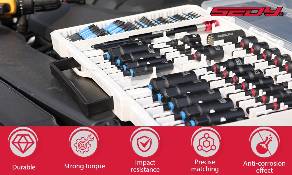 80PC Magnetic Impact Nut Driver Set Metric & SAE with Adapter 1/4'' Quick Change