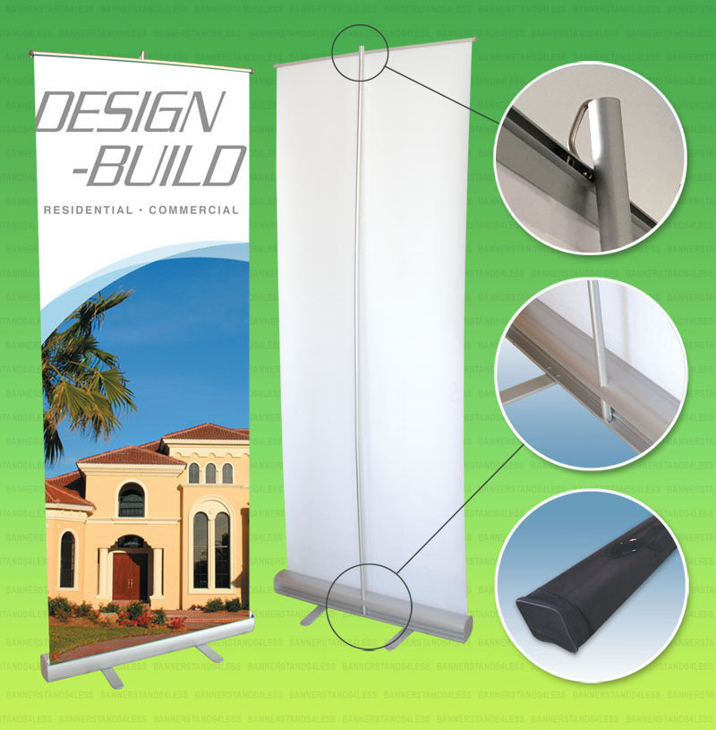 33x79 Retractable Banner Stand + PRINTING Roll Pop Up Trade Show Sign Display