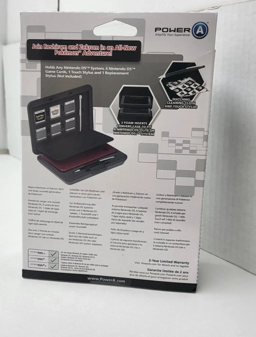 MINT NEW POKEMON BLACK & WHITE HARD SHELL TRAVEL CASE FOR NINTENDO DSI XL & DSI