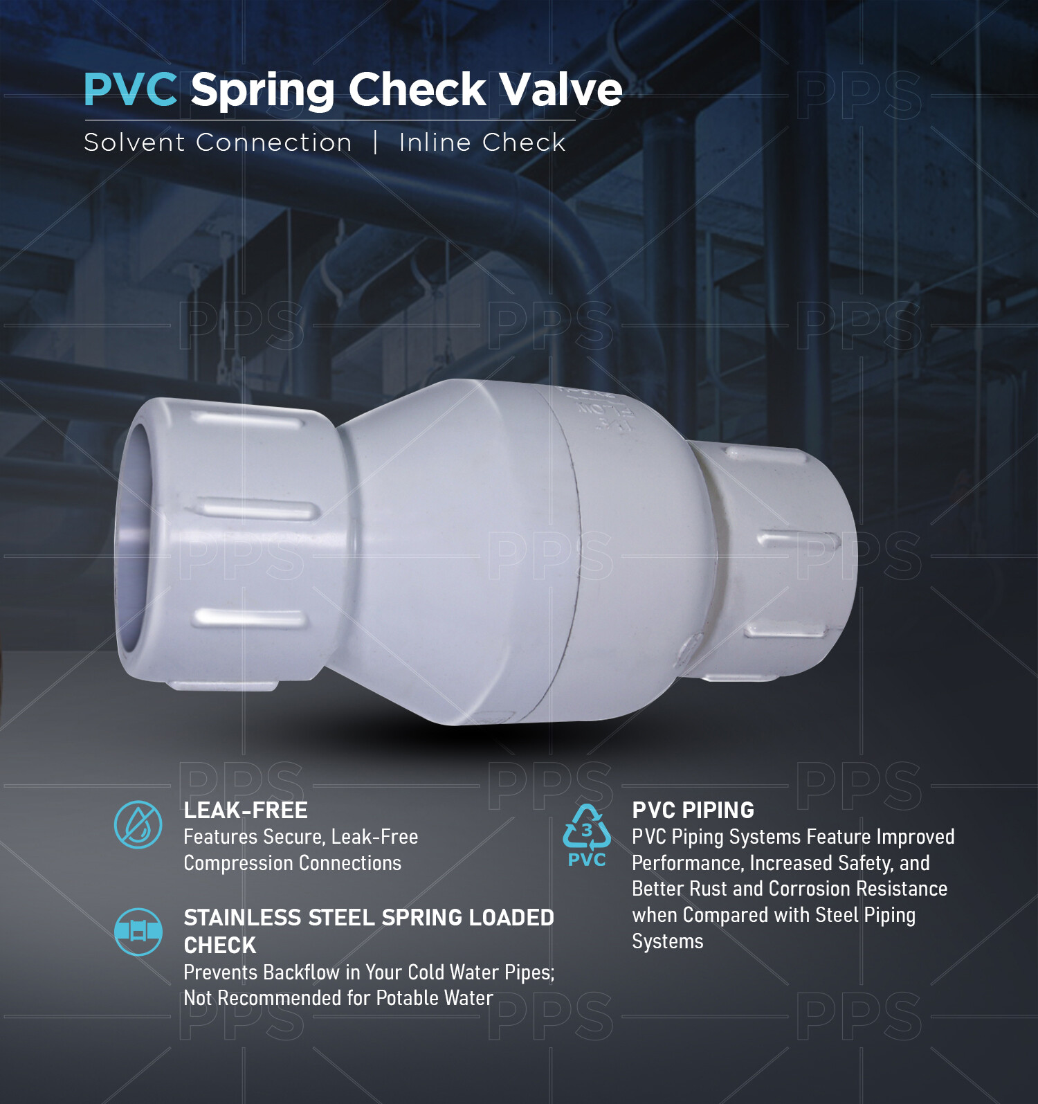PVC White Plastic Solvent Inline Check Valve for Backflow Prevention