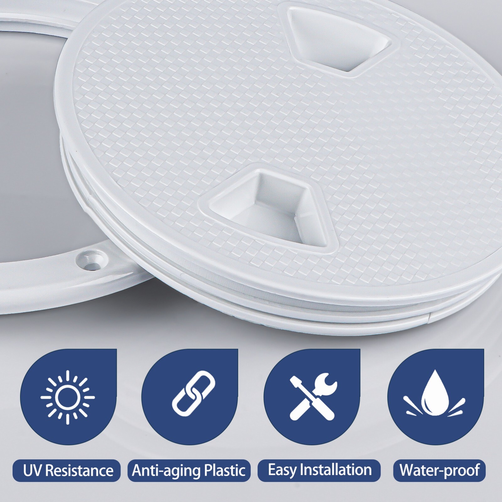 6" Marine Boat Hatch White Round Non Slip Inspection Hatch with Detachable Cover