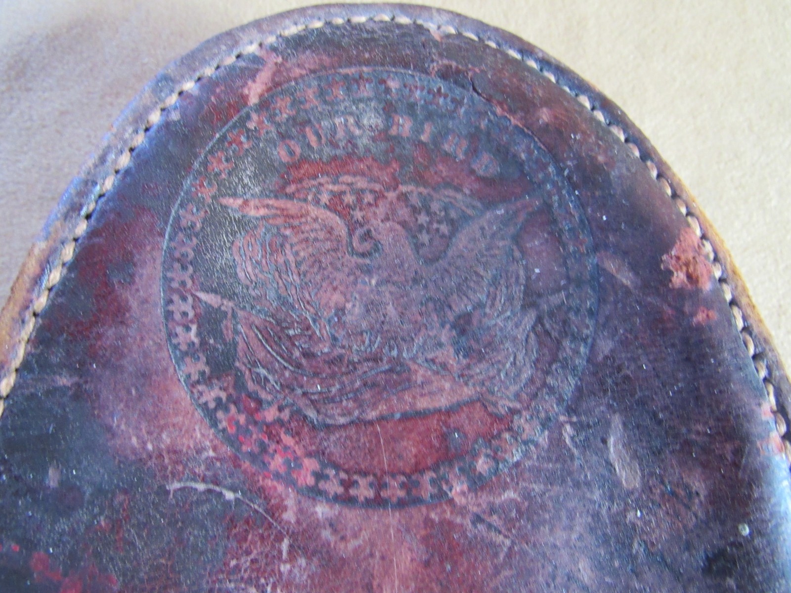 Civil War Patriotic Eagle Our Bird Leather US Cavalry Horse Grooming Brush 1860s