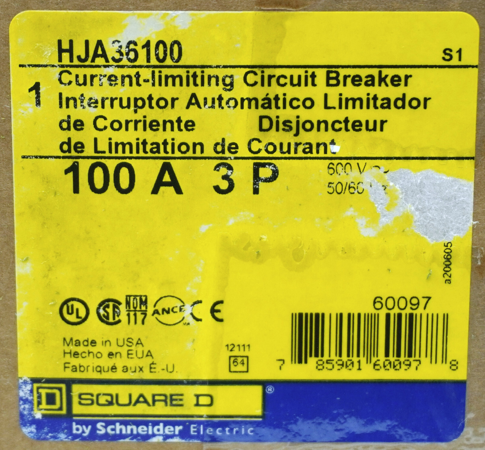 HJA36100 Square D 100 Amp Circuit Breaker NEW in Factory Sealed Box