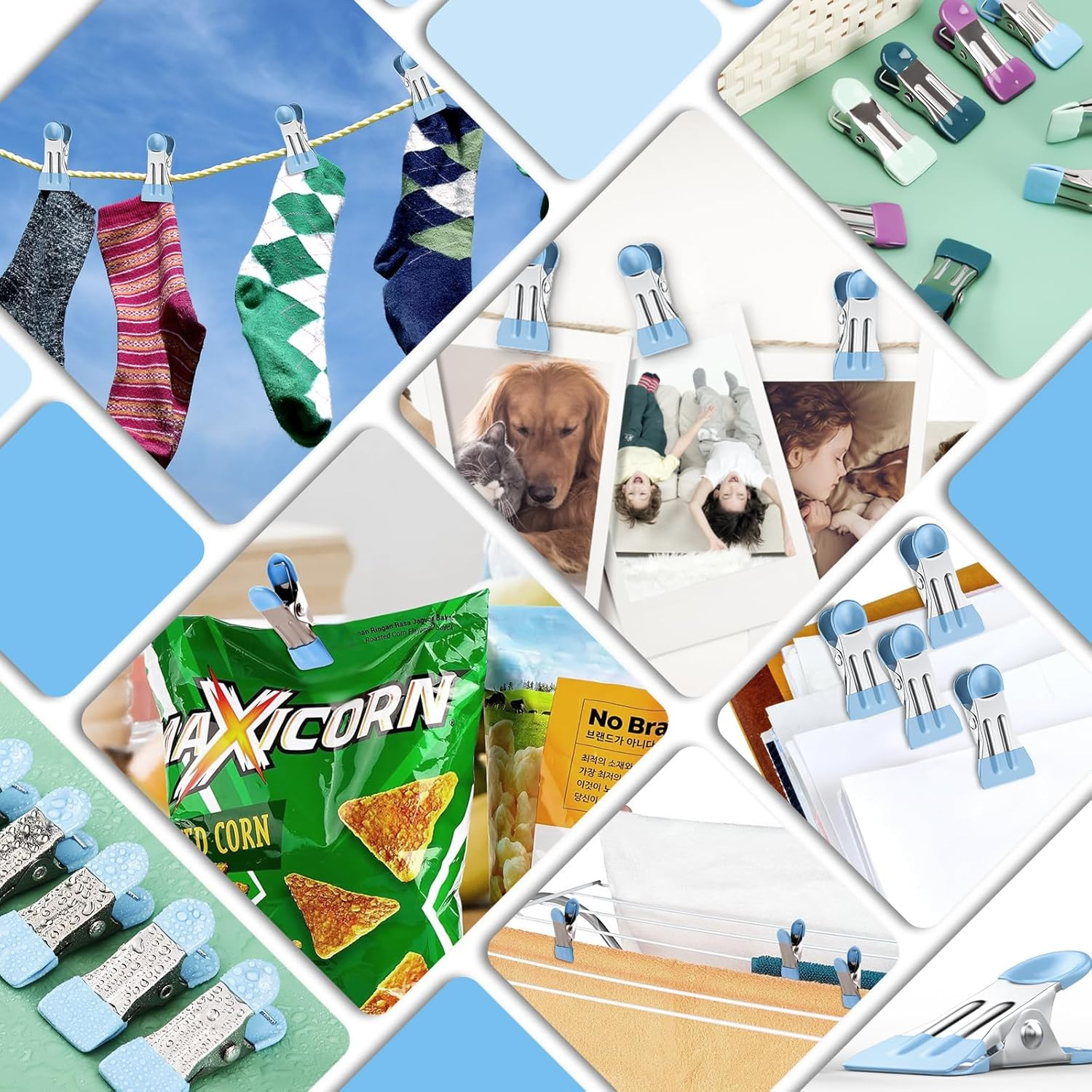 Clothes Pins, Chip Clips,Chip Clips Bag Clips Food Clips 20 Pcs,Towel Clips,Bag