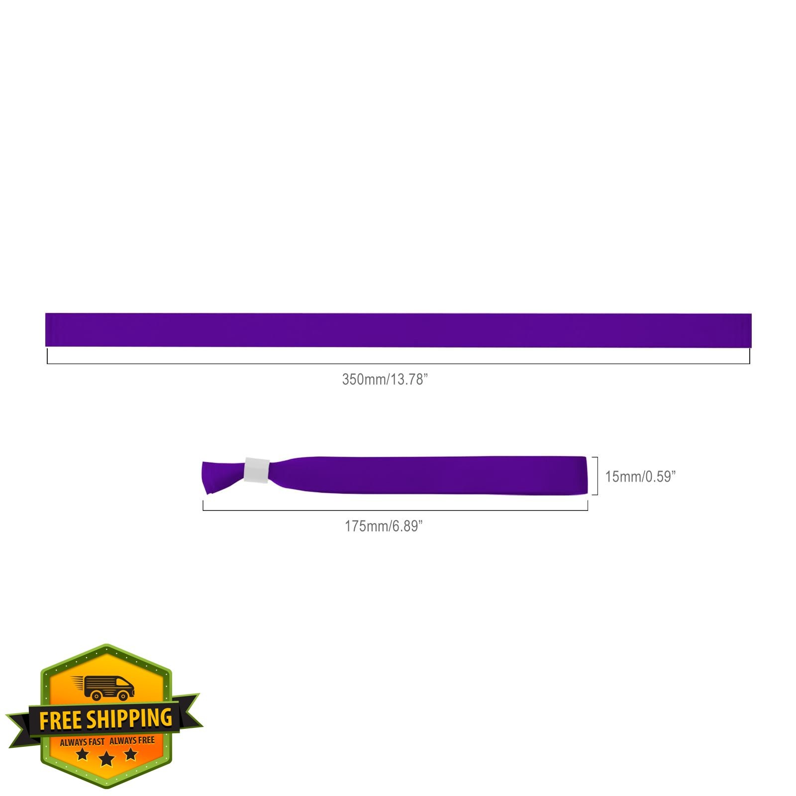 100 Purple Event Wristbands Fabric Snap Secure Disposable 13.78"x0.59"