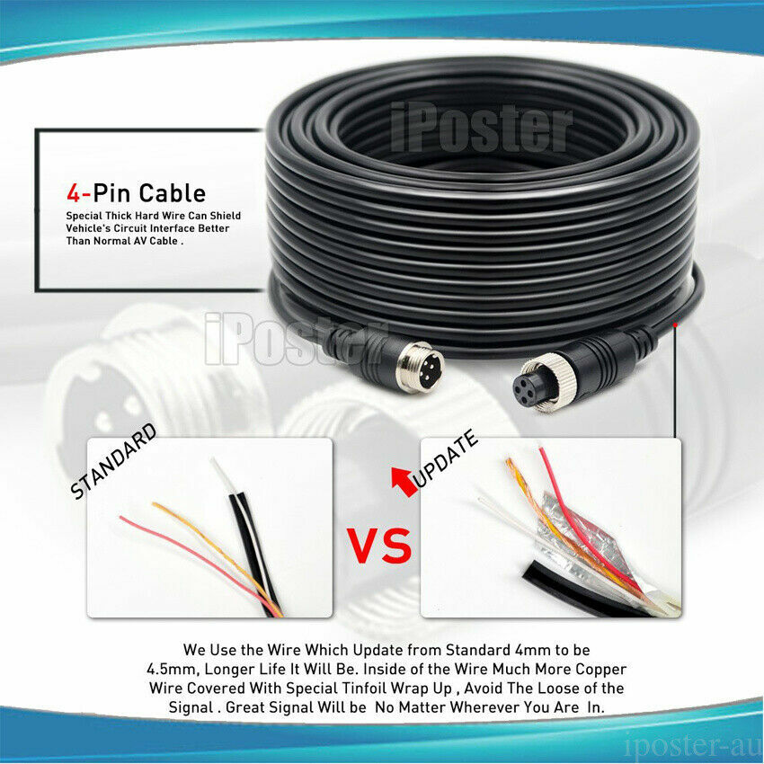 9" QUAD SPLIT MONITOR SCREEN 4x REAR VIEW BACKUP CCD CAMERA SYSTEM FOR TRUCK RV