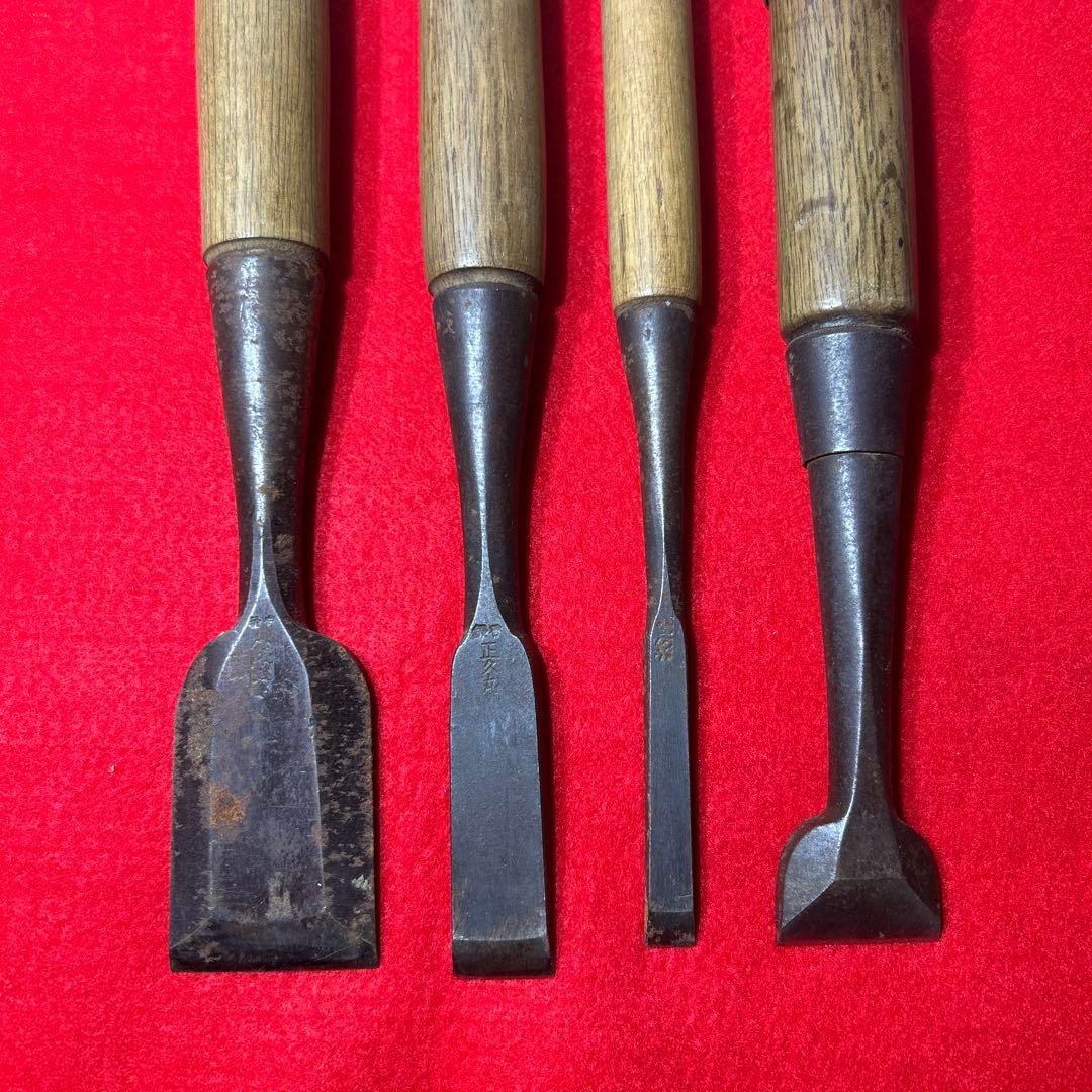 Shunhiro-Maru Chisel Masahiku-Maru Fukumitsu 4-Piece Woodworking Tool Set