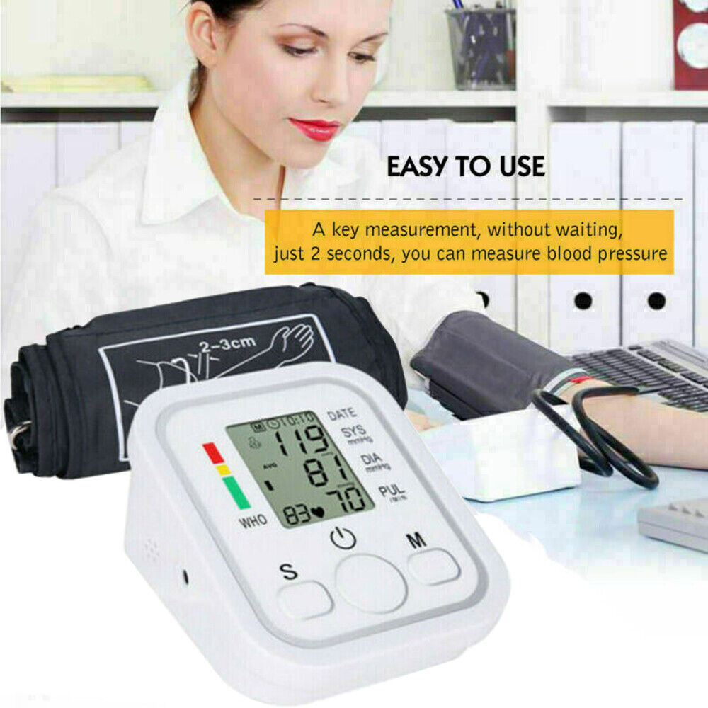 2024 Digital Automatic Blood Pressure Monitor Upper Arm BP Machine Heart Rate HP