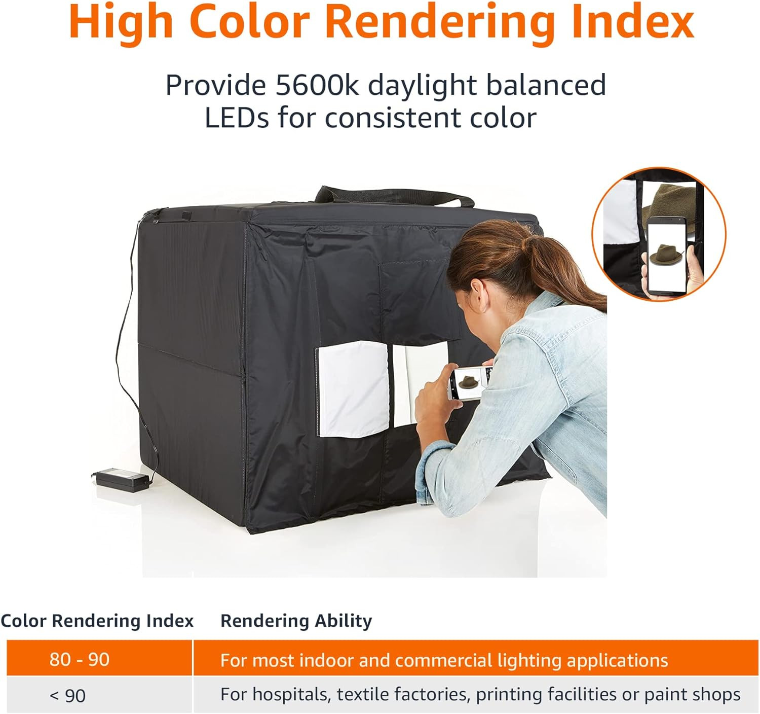 Amazon Basics Portable Foldable Photo Studio Box with LED Light - Black