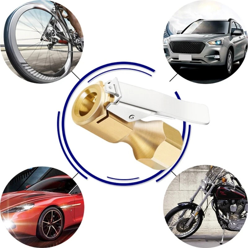 4 x Air Chuck Heavy Duty Open Flow Lock On Tire Chuck W/ Clip for Inflator Gauge