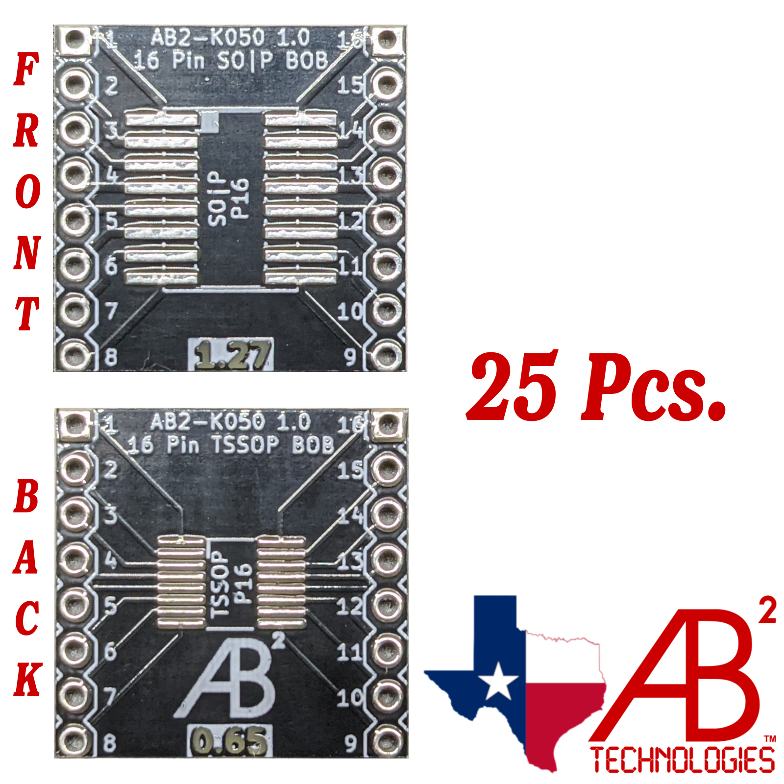 SOIC16 TSSOP16 Black PCB Adapter Boards for SMD to DIP Panel of 25