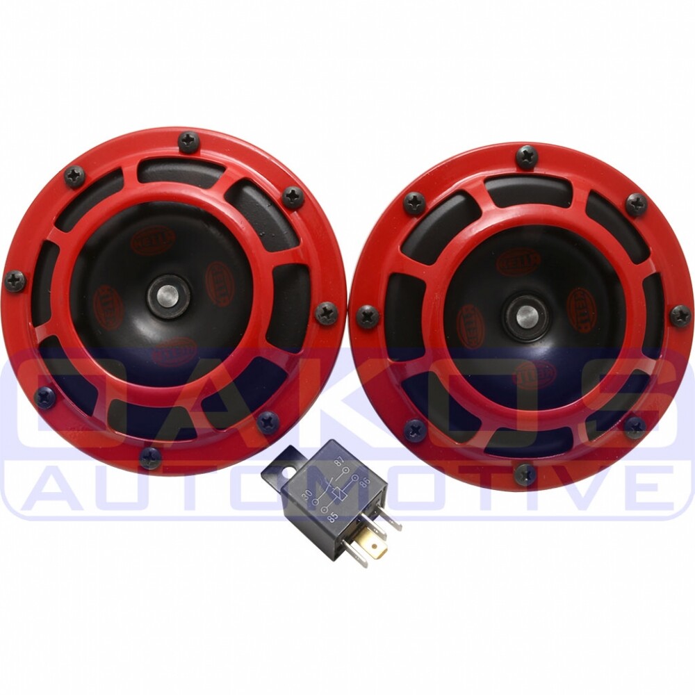 Hella Supertone Universal Horn Kit 12V 300/500HZ Red  Part # 003399801