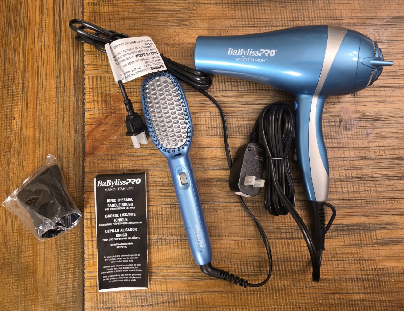 NEW BaByliss Pro Nano Titanium 2000 Watt Ionic Dryer & Paddle Thermal Brush