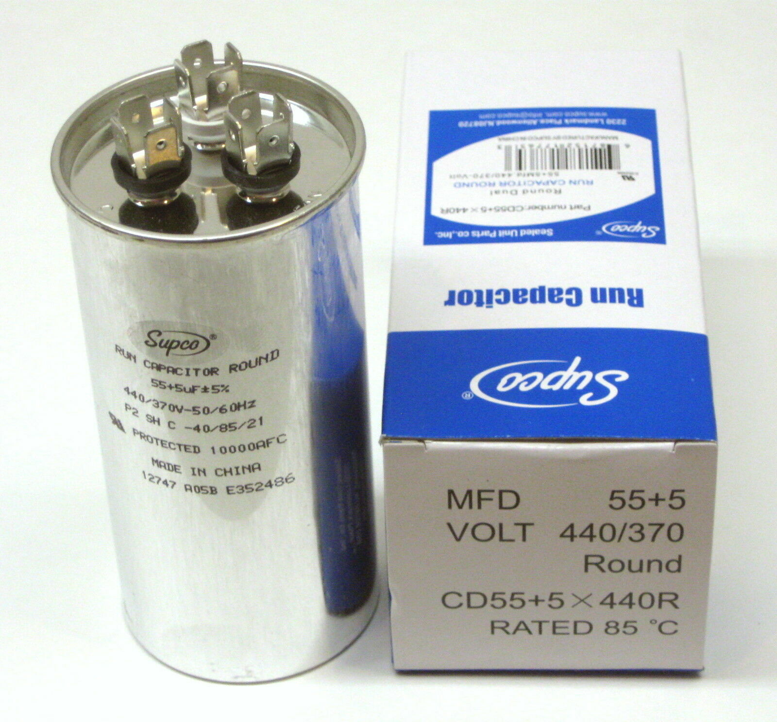 Air Conditioning HVAC Round Dual Motor Run Capacitor 55 + 5 MFD 440 Volt