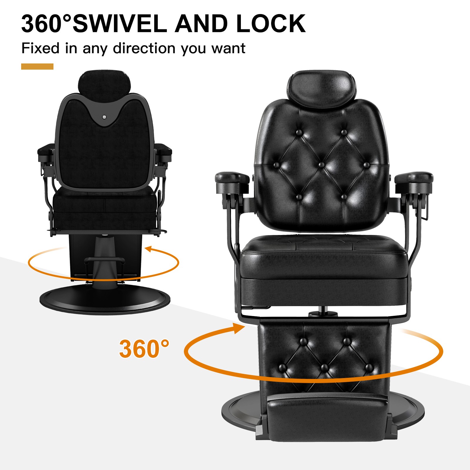 Black Recline All Purpose Vintage Barber Chair Hydraulic Heavy Duty Salon Beauty