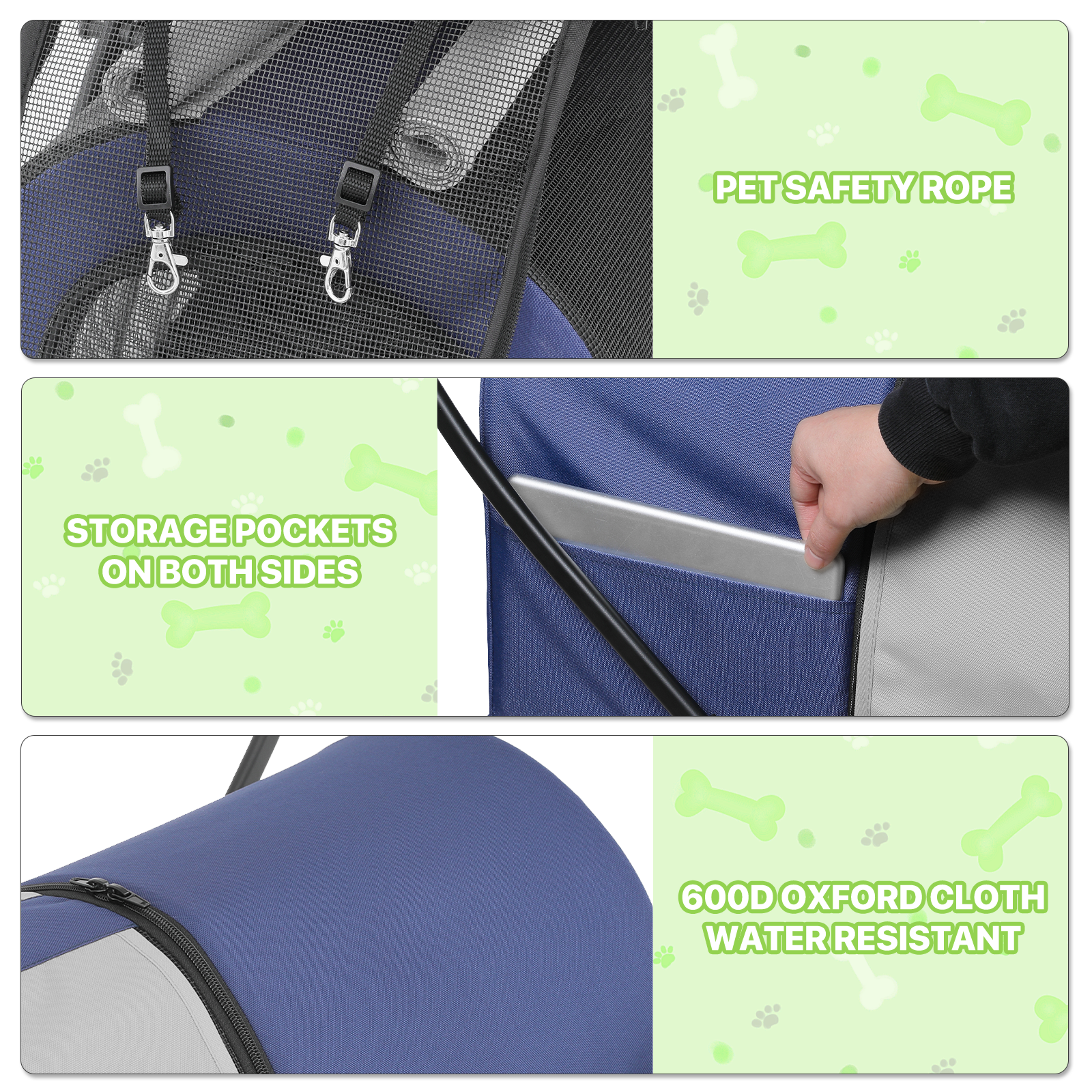 4 Wheels Double Breathable Pet Dog Stroller Folding Cat Cage Pet Travel Carrier