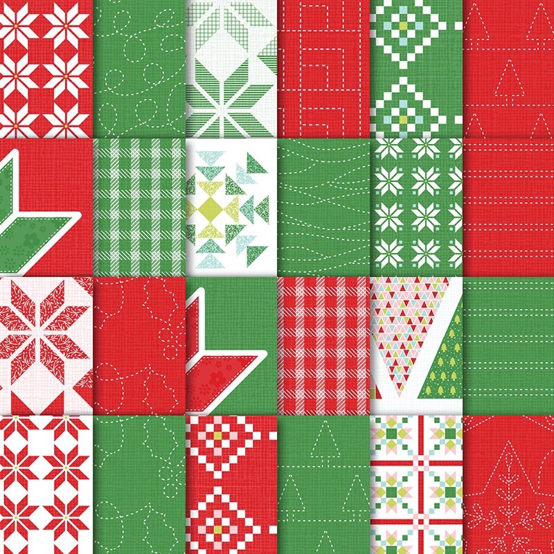 QUILTED CHRISTMAS Designer Series Paper DSP Stampin Up Full Pack 48 Sheets 6x6