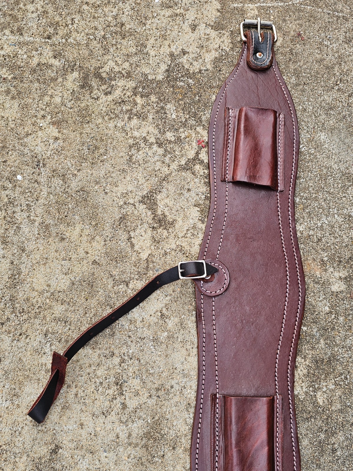 New 6" Wide Western Leather Rear Flank Cinch with Connector Strap