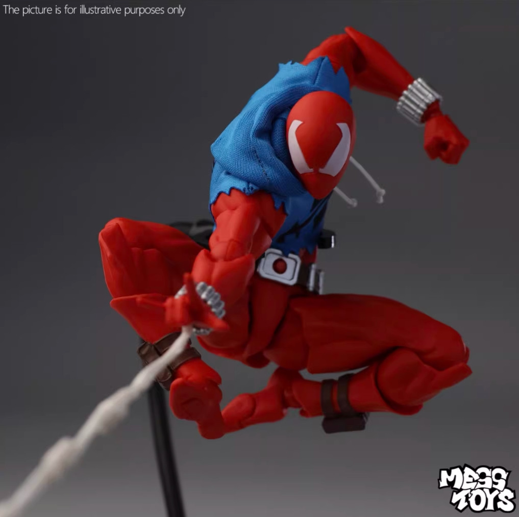 In Stock Mess Toys Spider-Man Scarlet Hero Blue Cloth Battle Suit Action Figure