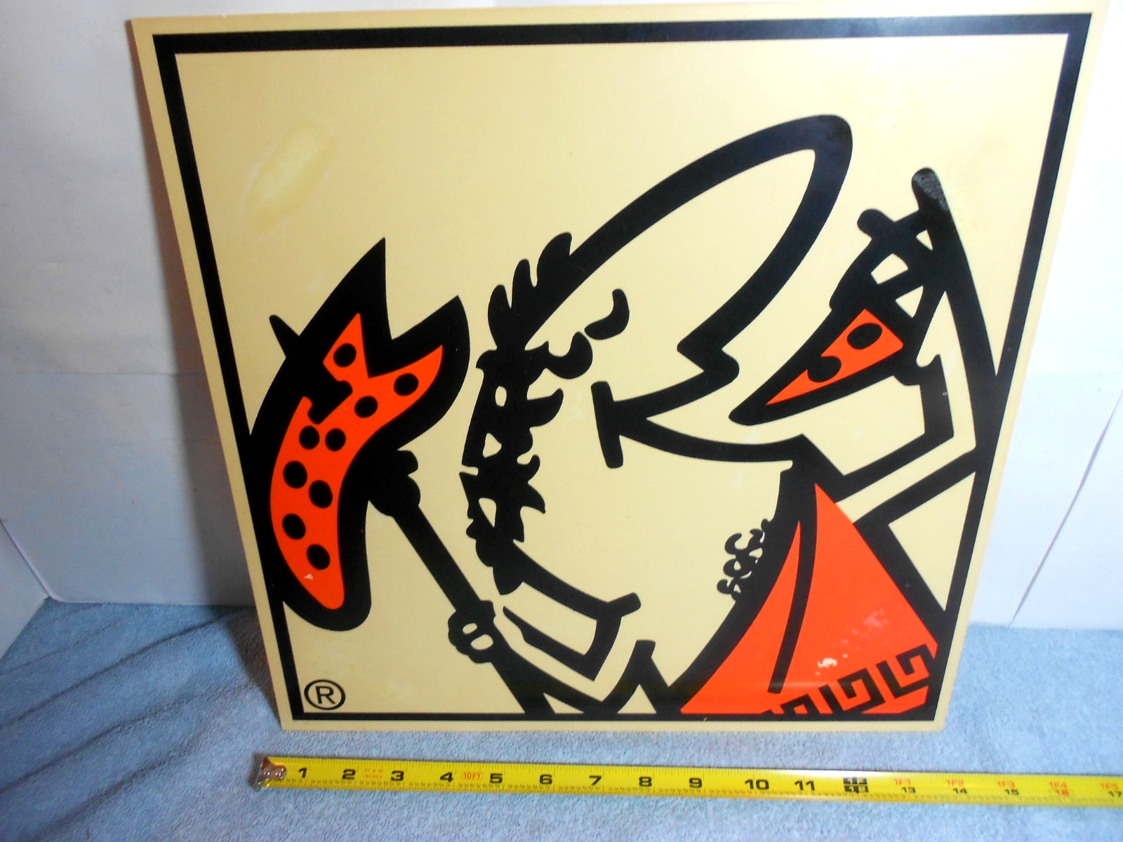 VINTAGE ORIGINAL LITTLE CAESARS PIZZA 14 x 14 in PLASTIC ADVERTISING SIGN - X132